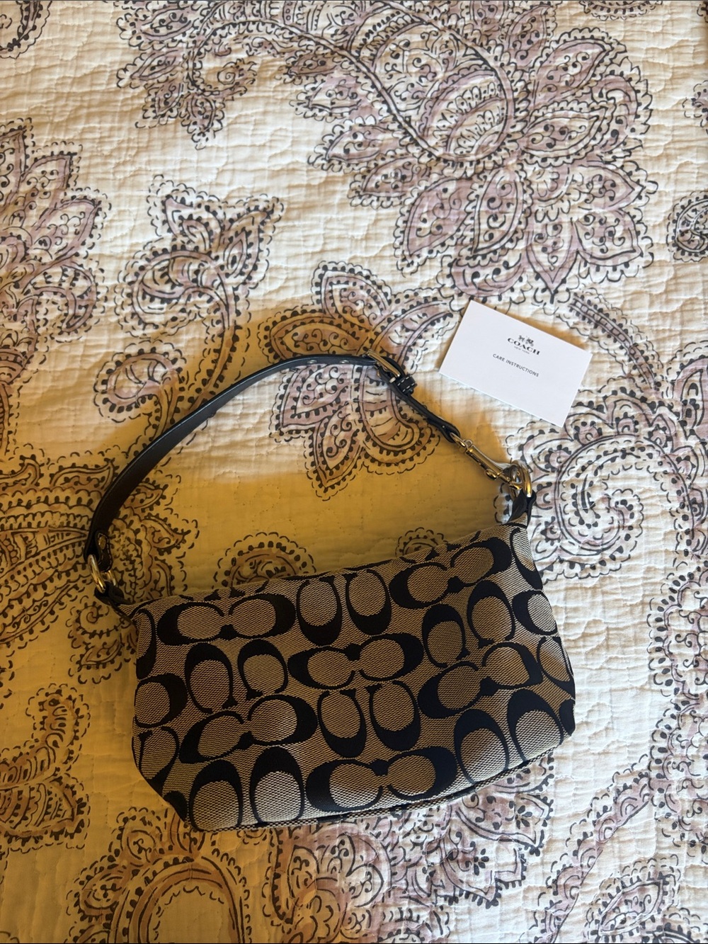 Coach Black and Brown Signature Canvas Shoulder Bag